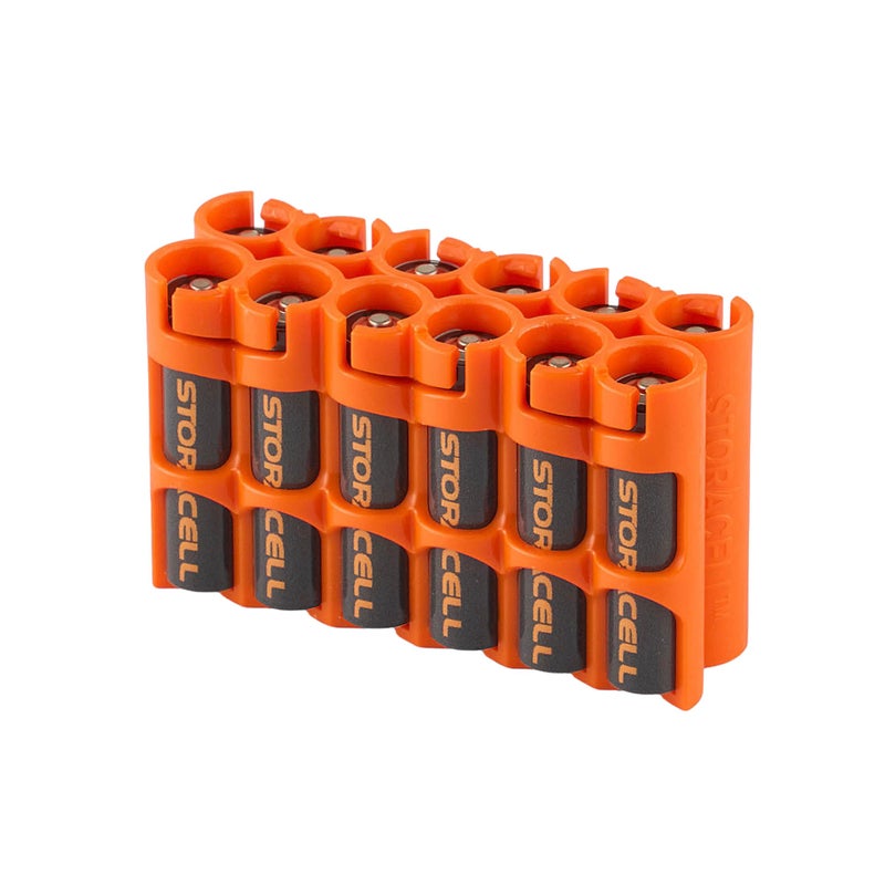 Storacell by Powerpax AAA Battery Storage Caddy, Orange, Holds 12 Batteries (Not Included) - Image 1
